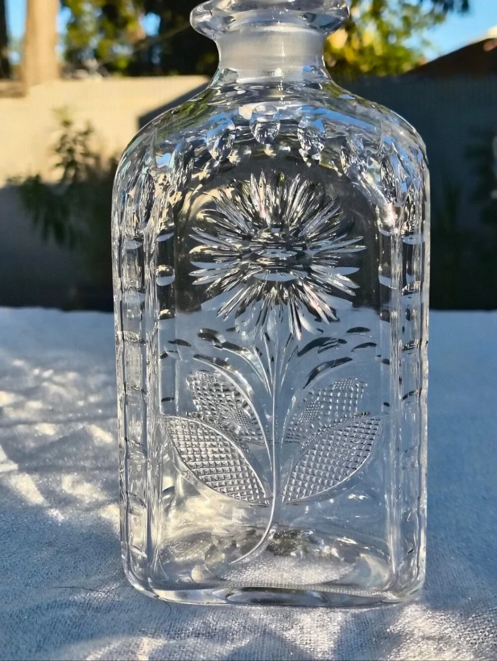 Whitefriars? Spanish Cut Glass Decanter with Floral Detailing
